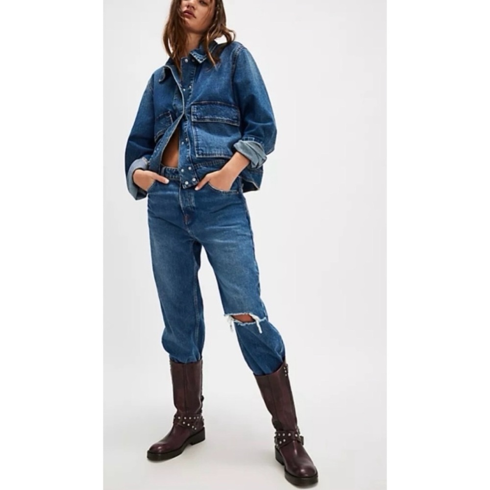 New Free People Janey Engineer Moto Boots Wine Frisco 7 - Picture 4 of 7